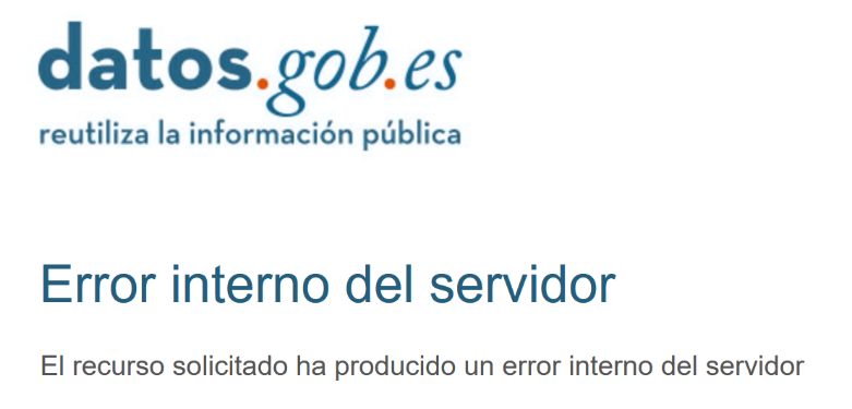 Datos.gob.es: Error interno en el servidor (público)